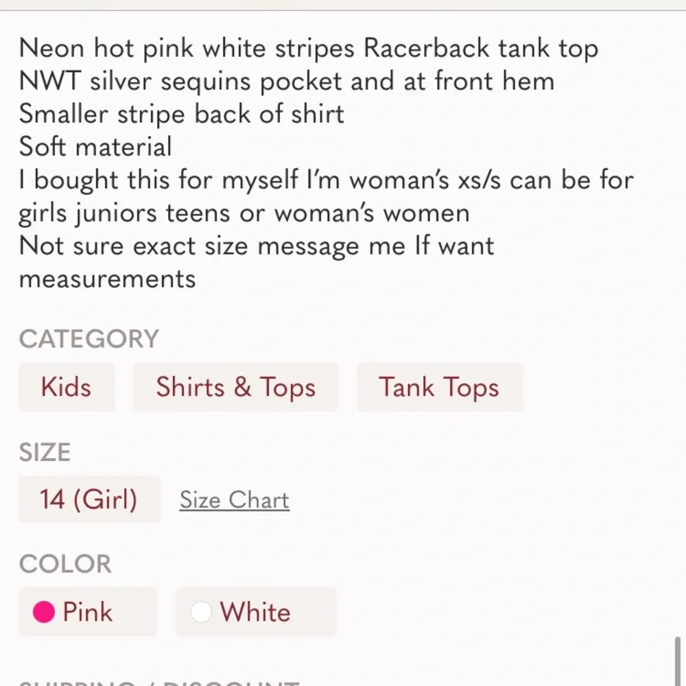 Pink white sequins tank top